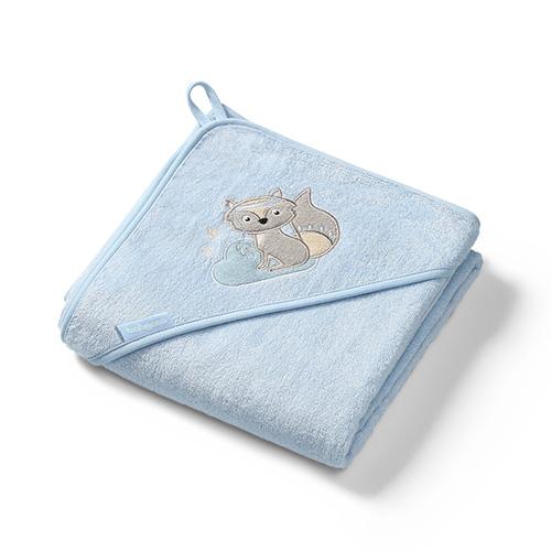 Miniaturka artykułu - BabyOno Okrycie kąpielowe bambusowe ręcznik z kapturkiem NATURAL BAMBOO 100 x 100cm niebieskie 346/05