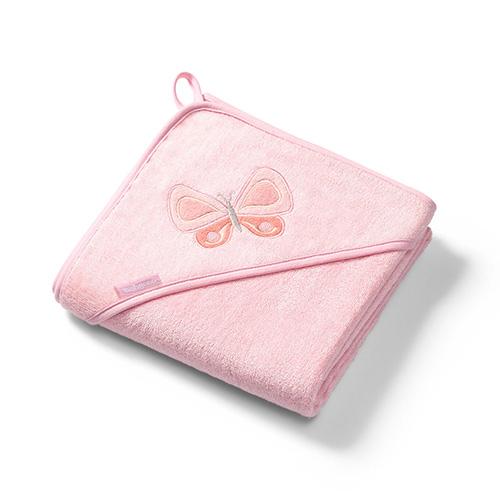 Miniaturka artykułu - BabyOno Okrycie kąpielowe bambusowe ręcznik z kapturkiem NATURAL BAMBOO 100 x 100cm różowe 346/04