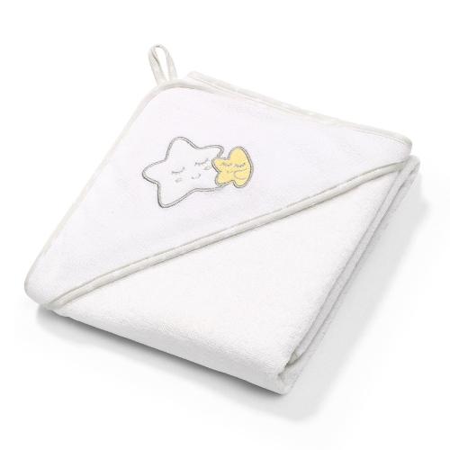 Miniaturka artykułu - BABYONO Okrycie kąpielowe frotte - ręcznik z kapturkiem 85 x 85cm białe 144/07, 1szt.