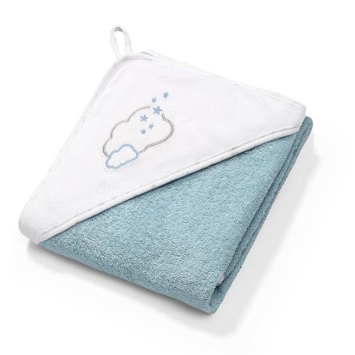 Miniaturka artykułu - BABYONO Okrycie kąpielowe frotte - ręcznik z kapturkiem 85 x 85cm Niebieskie 144/09, 1szt.