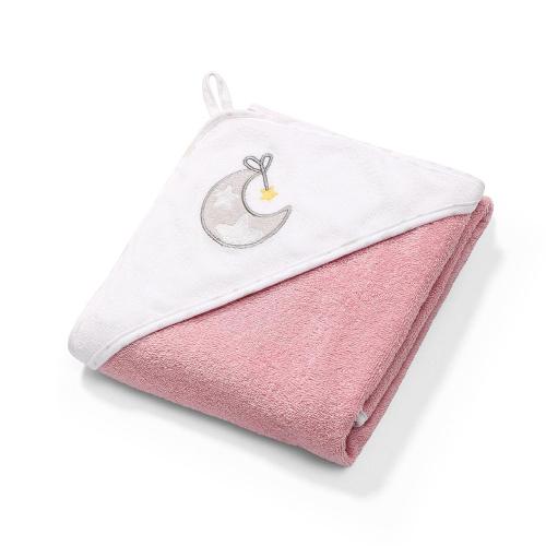 Miniaturka artykułu - BABYONO Okrycie kąpielowe frotte - ręcznik z kapturkiem 85 x 85cm r&oacute;żowe 144/10, 1szt.