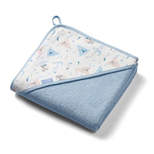 Miniaturka artykułu - BabyOno Okrycie kąpielowe frotte z kapturkiem 100x100cm niebieskie