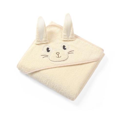 Miniaturka artykułu - BABYONO Okrycie kąpielowe frotte z uszkami BUNNY EARS cream 100x100 (963), 0 m+