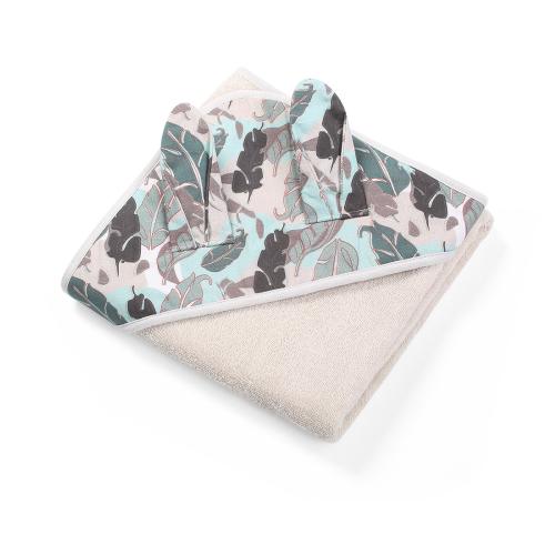 Miniaturka artykułu - BABYONO Okrycie kąpielowe frotte z uszkami BUNNY EARS grey 100x100 (937), 0 m+