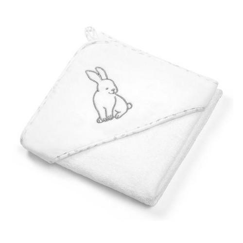 Miniaturka artykułu - BABYONO Okrycie kąpielowe welurowe- ręcznik z kapturkiem 76 x 76cm biały 538/01, 1szt.