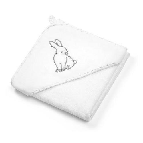 Miniaturka artykułu - BABYONO Okrycie kąpielowe welurowe- ręcznik z kapturkiem 100 x 100cm biały 540/01, 1szt.