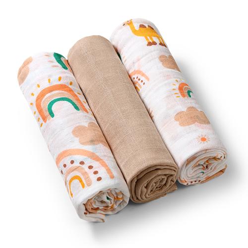 Miniaturka artykułu - BABYONO Pieluszki muślinowe Beżowe, 3szt. 348/08