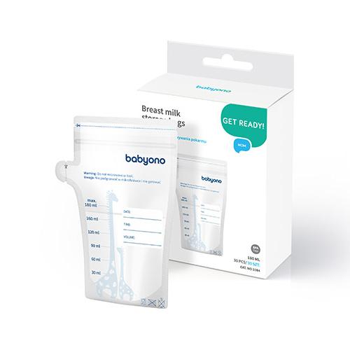 Miniaturka artykułu - BABYONO Woreczki do przechowywania pokarmu 180ml, 30 sztuk (1084)