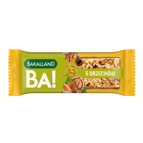 Miniaturka artykułu - BAKALLAND BA! Baton 5 orzech&oacute;w, 40g KR&Oacute;TKA DATA 30.06.2026