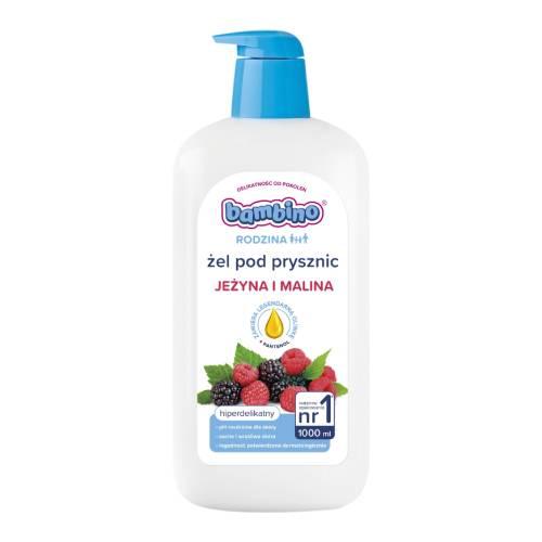 Miniaturka artykułu - Bambino Rodzina Żel pod prysznic Jeżyna i malina, 1000 ml