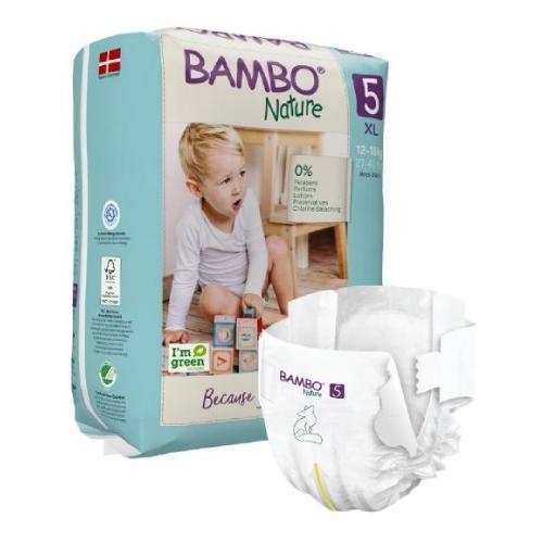 Miniaturka artykułu - BAMBO Nature 5 (XL 12-18kg) Pieluszki, 22 szt. USZKODZONE OPAKOWANIE FOLIOWE