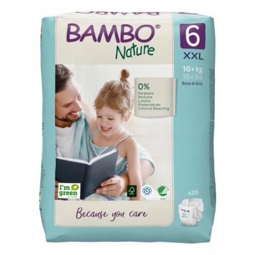 Miniaturka artykułu - BAMBO Nature 6 (XXL 16+kg) Pieluszki, 20 szt.