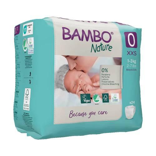 Miniaturka artykułu - BAMBO Nature Pieluszki rozmiar 0 (1-3kg), 24 szt.