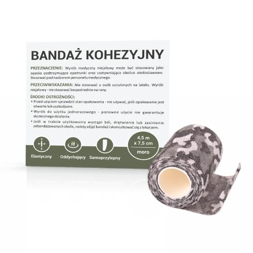Miniaturka artykułu - Bandaż kohezyjny 4,5m x 7,5cm moro, 1 sztuka