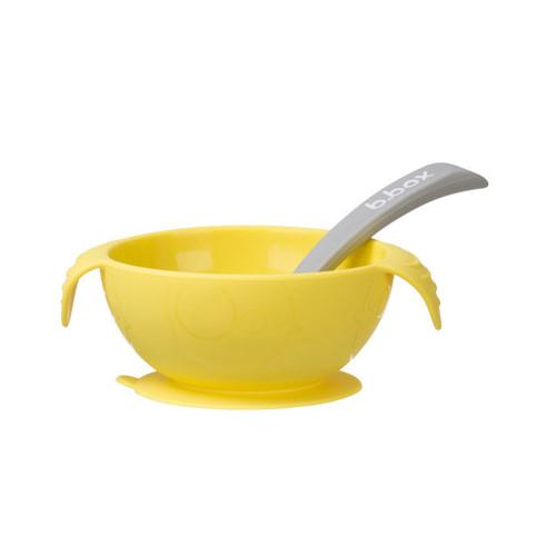 Miniaturka artykułu - B.BOX Silikonowa miseczka z przyssawką i łyżeczką Lemon Sherbet