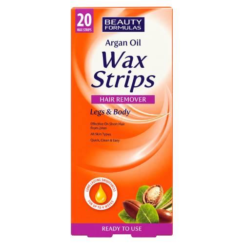 Miniaturka artykułu - Beauty Formulas Wax Stripes Plastry woskowe do depilacji z olejkiem arganowym, 20 szt.