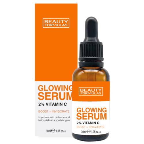 Miniaturka artykułu - BEAUTY FORMULAS Glowing Serum rozjaśniające do twarzy 2% Vitamin C, 30ml