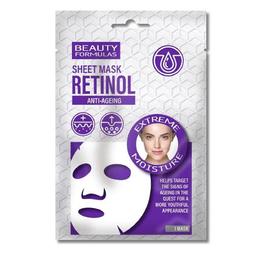 BEAUTY FORMULAS Retinol Anti-Ageing nawilżająca maska w płachcie do twarzy, 1 sztuka