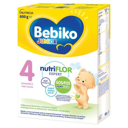 Miniaturka artykułu - Bebiko Junior 4 NUTRIflor Expert Odżywcza formuła na bazie mleka dla dzieci powyżej 2. roku życia, 600g USZKODZONY KARTON