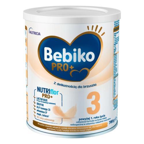 Miniaturka artykułu - Bebiko Pro+ 3 Odżywcza formuła na bazie mleka dla dzieci powyżej 1. roku życia, 700 g WGNIECIONA PUSZKA
