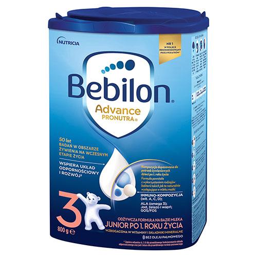 Miniaturka artykułu - Bebilon 3 Pronutra Junior Formuła na bazie mleka po 1. roku życia, 800 g