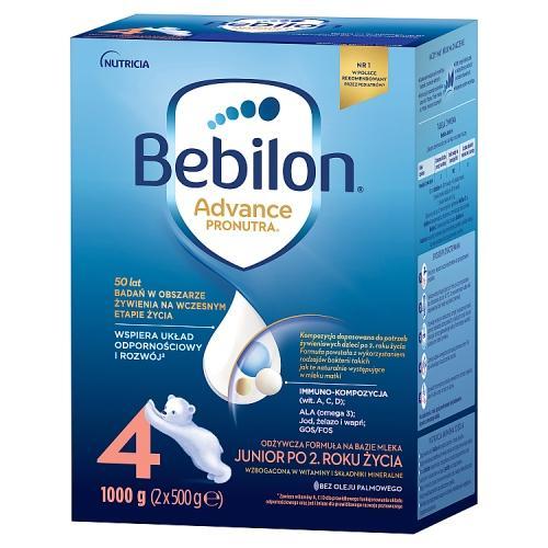 Miniaturka artykułu - Bebilon 4 Pronutra Junior Formuła na bazie mleka po 2. roku życia, 1000 g (2 x 500 g) USZKODZONY KARTON