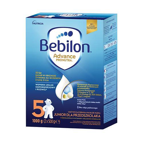 Miniaturka artykułu - Bebilon 5 Advance Pronutra Junior Formuła na bazie mleka dla przedszkolaka, 1000 g (2 x 500 g) KR&Oacute;TKA DATA 5.08.2026