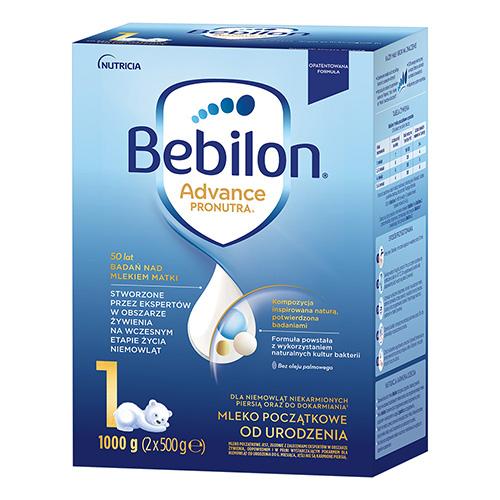 Miniaturka artykułu - Bebilon Advance Pronutra 1 Mleko początkowe od urodzenia, 1000g (2 x 500 g) USZKODZONE TEKTUROWE OPAKOWANIE