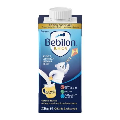 Miniaturka artykułu - Bebilon Junior Gotowa do picia wzbogacona formuła na bazie mleka od 2. do 6. roku życia, 200 ml