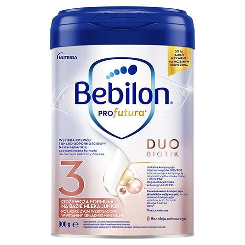 Miniaturka artykułu - Bebilon Profutura Duobiotik 3 Formuła na bazie mleka po 1. roku życia, 800 g USZKODZONE/ PUSZKA