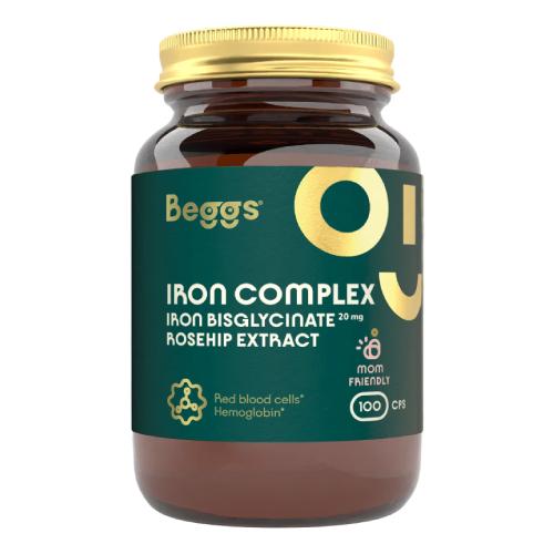 Miniaturka artykułu - Beggs Iron Bisflycinate 20mg Rosehip Extract, 100 kapsułek 