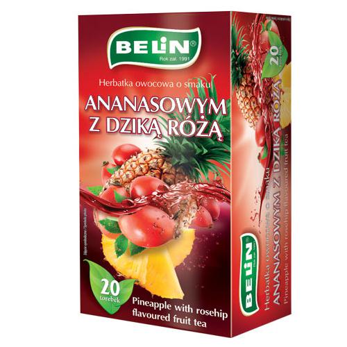 Miniaturka artykułu - BELIN Herbatka owocowa o smaku ananasowym z dziką różą, 20 torebek
