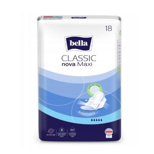 Miniaturka artykułu - BELLA CLASSIC NOVA Podpaski ze skrzydełkami maxi, 18 sztuk