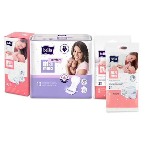 Miniaturka artykułu - Bella Mama - Zestaw wyprawka basic: Wkładki laktacyjne, 30szt. + Podkłady poporodowe, 10szt. + Wielorazowe majtki poporodowe M/L, 2 sztuki + BELLA MAMMA Wielorazowe majtki poporodowe XL, 2 sztuki