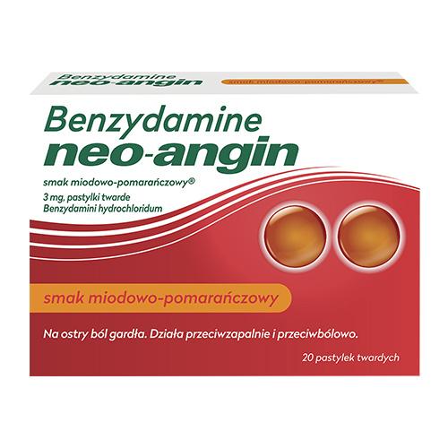 Miniaturka artykułu - Benzydamine Neo-Angin smak miodowo-pomarańczowy, 20 pastylek