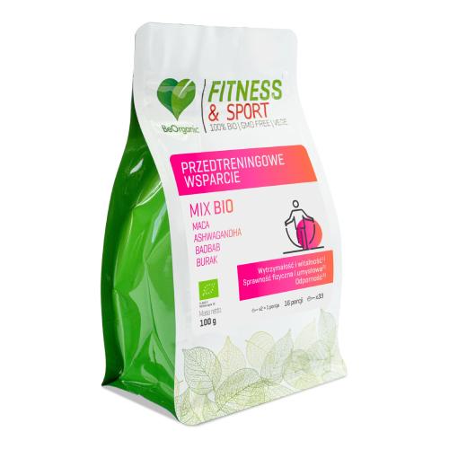 Miniaturka artykułu - BeOrganic Fitness & Sport Przedtreningowe Wsparcie Mix BIO, 100 g