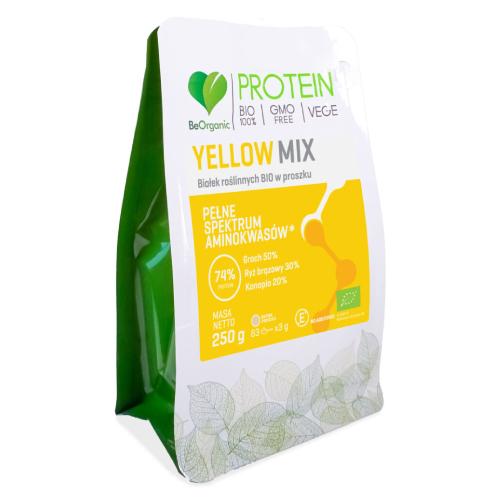 Miniaturka artykułu - BeOrganic Yellow MIX białek roślinnych BIO w proszku, 250 g