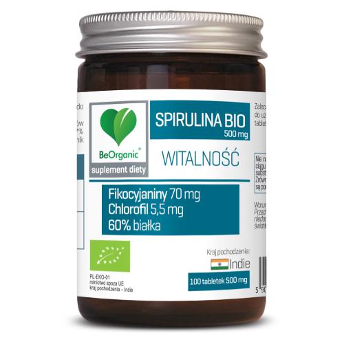 Miniaturka artykułu - BeOrganic Spirulina Bio 500mg, 100 tabletek