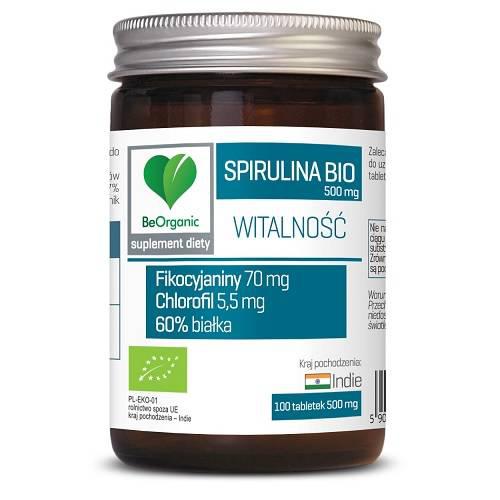 Miniaturka artykułu - BeOrganic Spirulina Bio 500mg, 100 tabletek