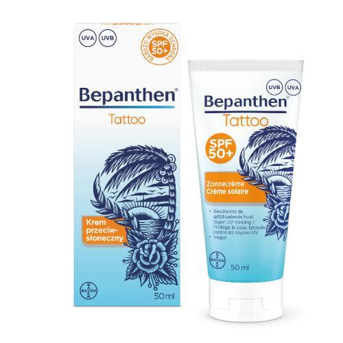 Miniaturka artykułu - Bepanthen Tattoo - Krem przeciwsłoneczny SPF 50+ UVA/UVB, 50ml USZKODZONE OPAKOWANIE