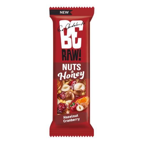Miniaturka artykułu - BeRaw Nuts&Honey baton żurawinowo - miodowy z orzechami laskowymi, 30 g