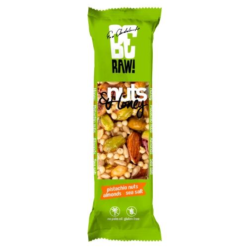 Miniaturka artykułu - BeRaw Nuts&Honey baton miodowo - pistacjowy z migdałami i solą morską, 30 g 