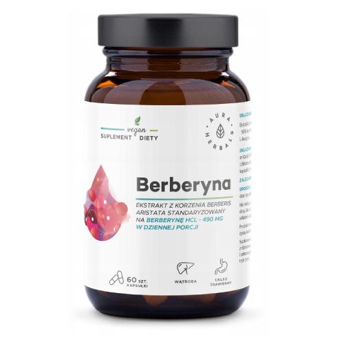 Miniaturka artykułu - AURA HERBALS Berberyna 490mg Berberis aristata, 60kaps.
