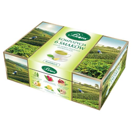 Miniaturka artykułu - BiFix Kompozycja 6 smak&oacute;w Zestaw herbat zielonych ekspresowych, 60 g