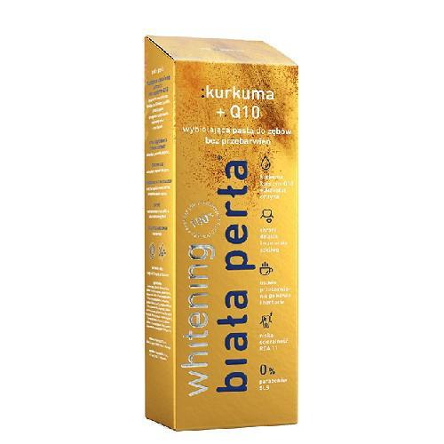 BIAŁA PERŁA WHITENING Kurkuma + Q10 Pasta do zęb&oacute;w bez przebarwień, 75ml USZKODZONE TEKTUROWE OPAKOWANIE
