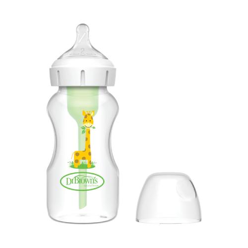 Miniaturka artykułu - Dr Brown's Butelka antykolkowa Options+ szeroka szyjka 3m+ Żyrafa 270ml