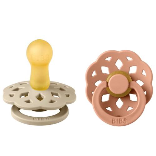 Miniaturka artykułu - BIBS BOHEME Smoczki uspokajające kauczukowe VANILLA & PEACH rozmiar M, 2 sztuki