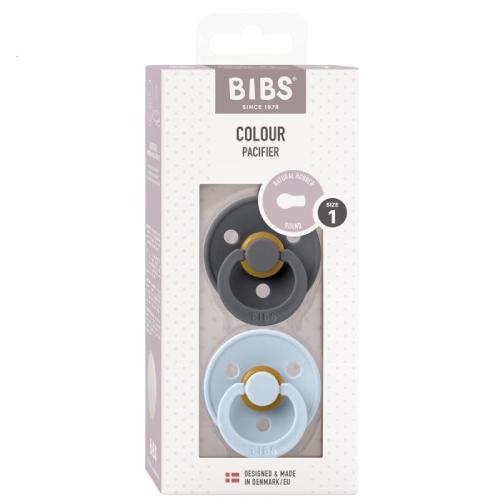 Miniaturka artykułu - BIBS Kauczukowy smoczek uspokajający Iron&Baby blue 0m+, 2szt.