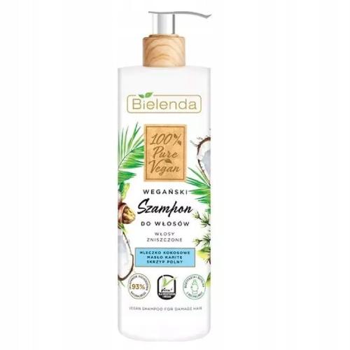 Miniaturka artykułu - BIELENDA 100% Pure Vegan Wegański szampon do włos&oacute;w Włosy zniszczone, 400g