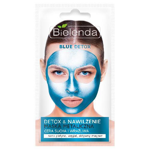 Miniaturka artykułu - Bielenda Blue Detox Maska Metaliczna nawilżająca - cera sucha i wrażliwa, 8g